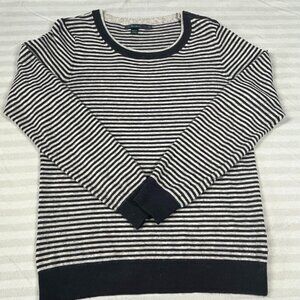 Boden Sweater Womens 12 Gray Black Striped Angora Cashmere Blend Long Sleeve